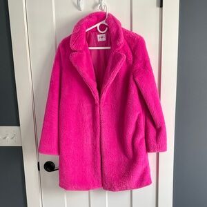 Buddy Love hot pink faux fur coat
